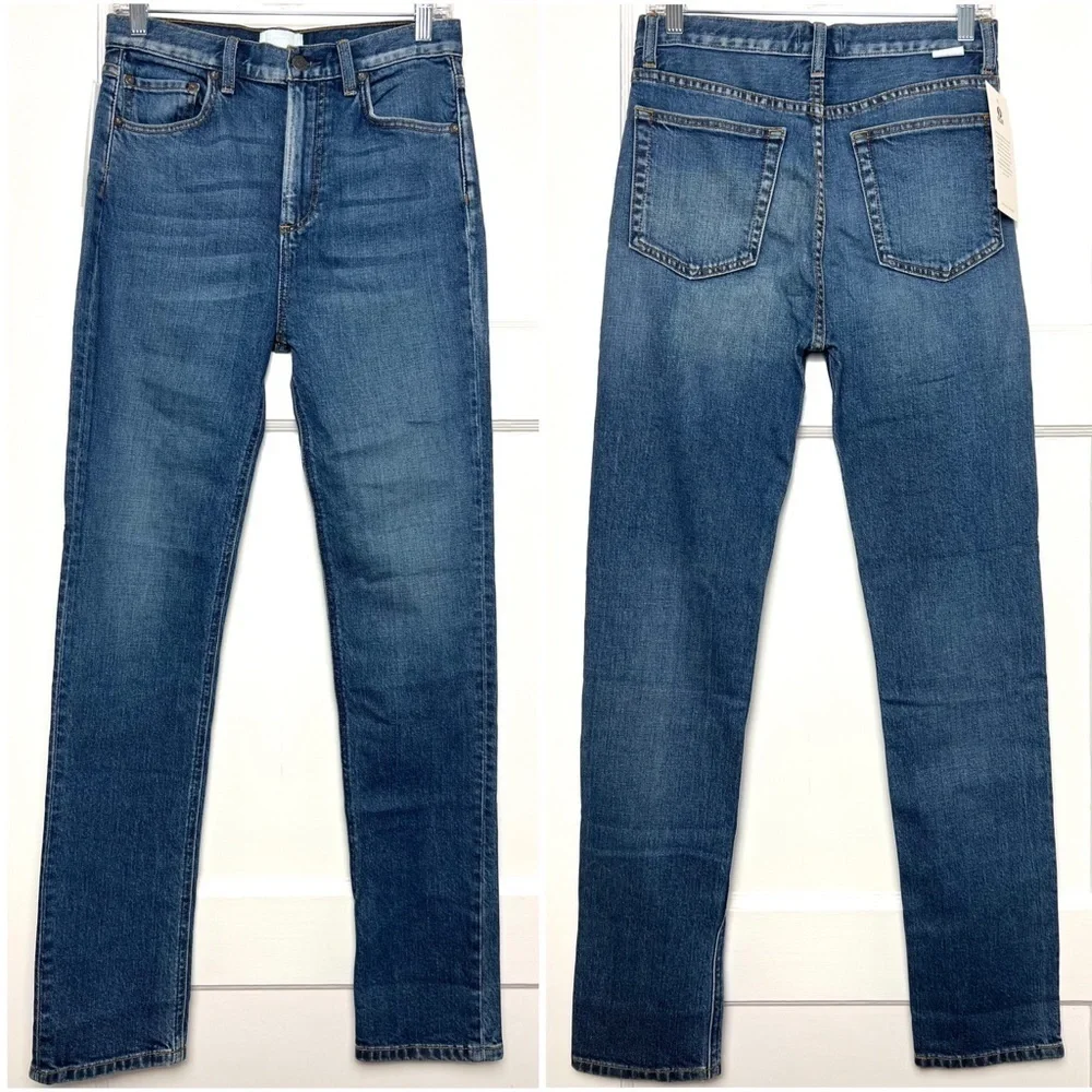 NWT BOYISH High Rise Organic Cotton Stretch Dark Denim Slim Straight Leg Jean 27